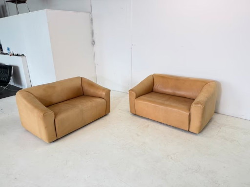 2 x De Sede DS 47 Leather Sofa Couch Group Design Neck Desede