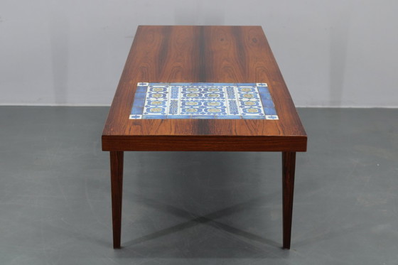 Image 1 of Mid-century Danish Haslev Mobelsnedkeri Coffee Table, Ceramic Tile Inlay, circa 1960s