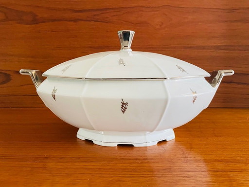 Art Deco, Soup Tureen From Victoria China, Czechoslovakia 1930s
