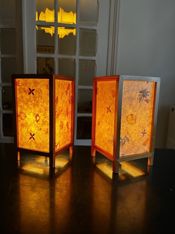 Image 1 of Coppia di lampade a fiori secchi, anni '70