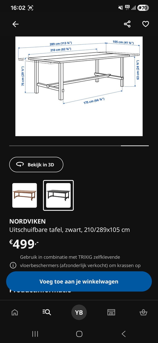 Ikea nordviken uitschuifbare eettafel