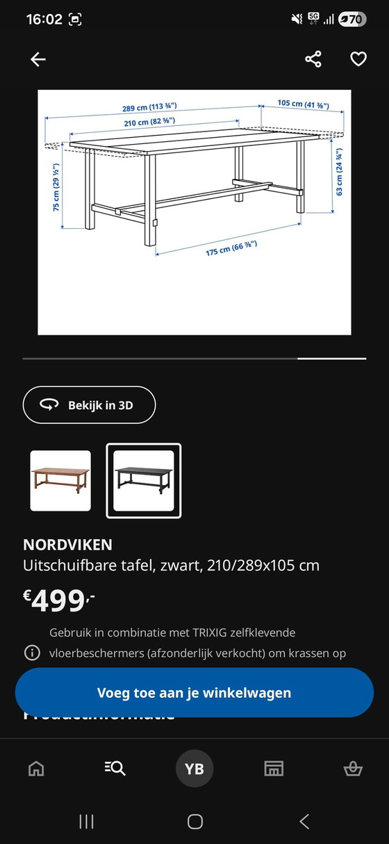 Image 1 of Ikea nordviken uitschuifbare eettafel