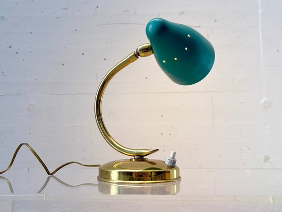 Image 1 of Design tafellamp met metalen kap, Italië jaren 1950