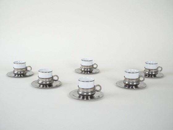 Image 1 of Ensemble de tasses en porcelaine, design italien, années 1980, fabrication : Italie
