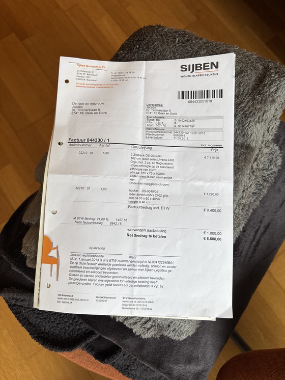 Image 1 of De Sede 3-Sitzer-Sofa, grau DS-0040/03 mit passendem Hocker DS-0040/05