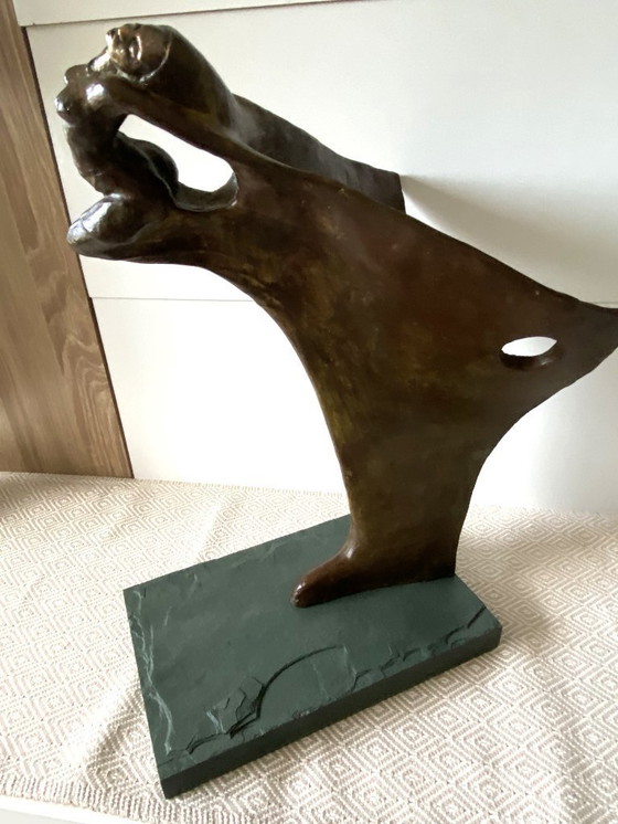 Image 1 of Escultura contemporánea en bronce macizo: Proa de barco y sirena, firmada ORTIZ