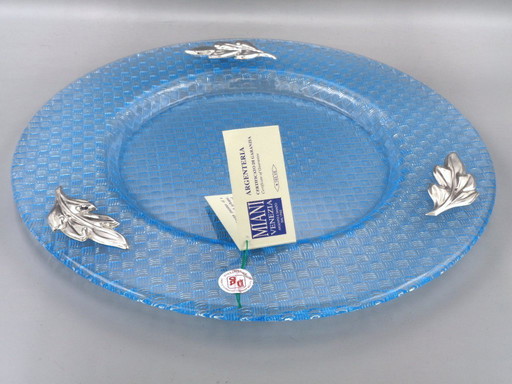 Glass tray with 925 silver friezes