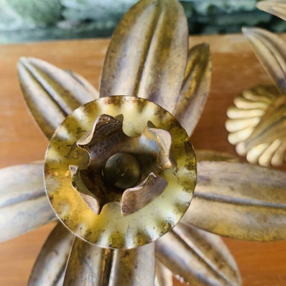 Image 1 of Coppia di candelabri in foglia d'oro degli anni '60