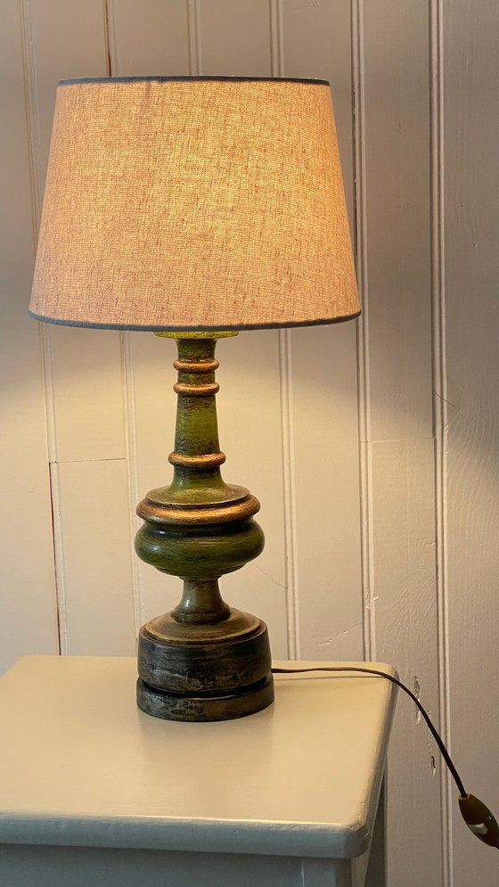 Image 1 of Vintage lamp van gedraaid hout