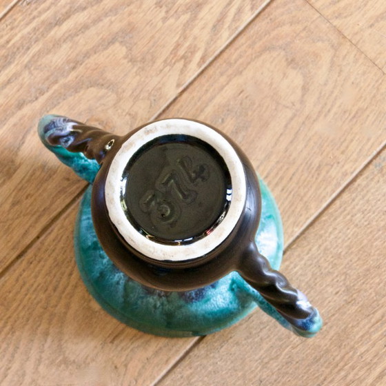 Image 1 of Antike türkisfarbene glasierte Steingut-Amphore