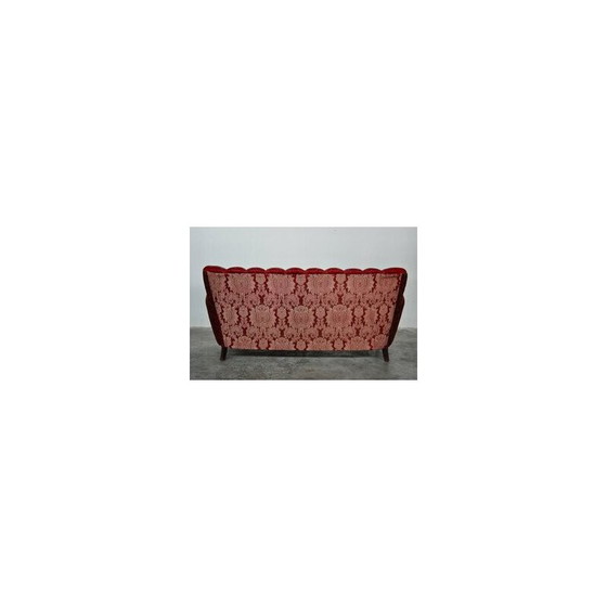 Image 1 of Mid-century Italian red and gold 3-seater sofa by Paolo Buffa, 1950s