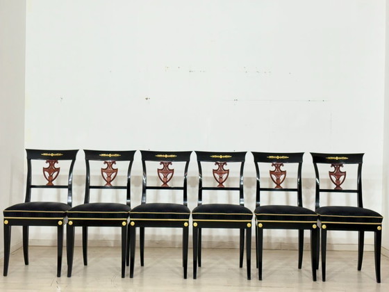 Image 1 of Set of 6 Biedermeier style chairs / vintage dining chairs / kitchen chairs