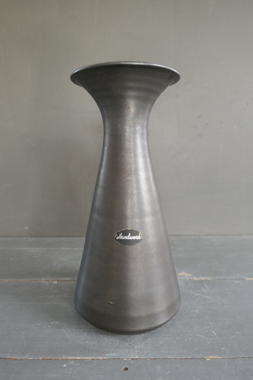 Vintage Pottery Heavy Vase Black Number 673