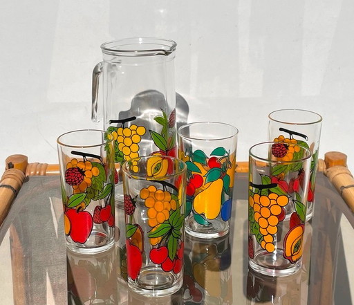 Brocca Borgonovo + set 5 bicchieri lunghi ~ Vintage anni '70