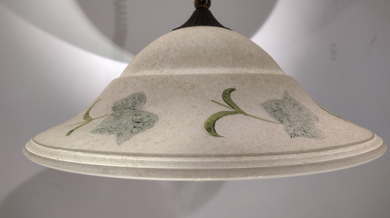 Image 1 of Vintage Adjustable Glass Pendant Lamp