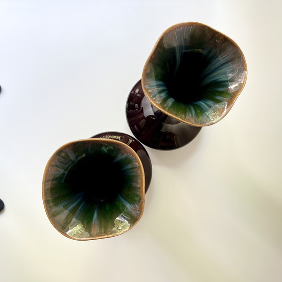 Image 1 of Pair of large vintage glazed ceramic vases, modernist design, 1960s