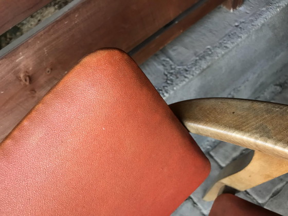Set of Art Deco Lajos Kozma Style Red Chairs, 1940s, Dining chairs (photo 5 of 6)