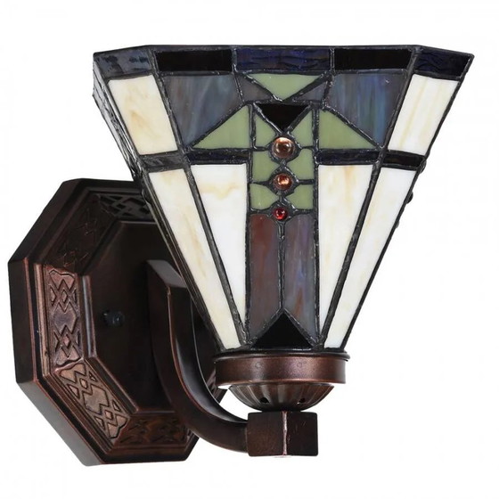 Vierkante Tiffany wandlamp, Wandlampen, Kristal, Glas, Blauw (foto 4 van 6)
