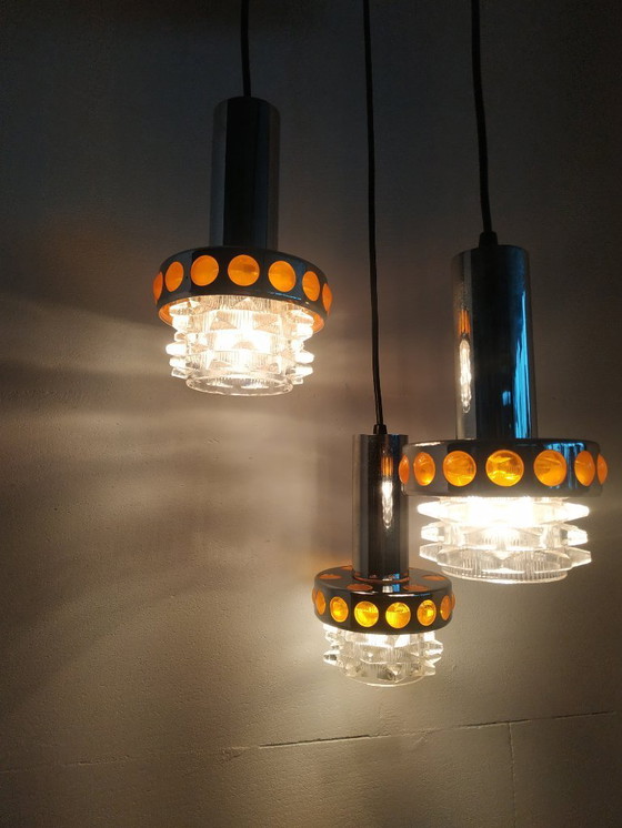 Image 1 of Vintage 60s/70s Massive/Raak cascade design pendant lamp (3 lamps)