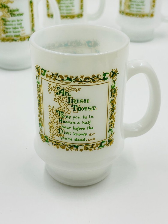 Set of 4 Opaline "An Irish Toast" Vintage Cups – Glass & Decanter, Glass (photo 3 of 8)