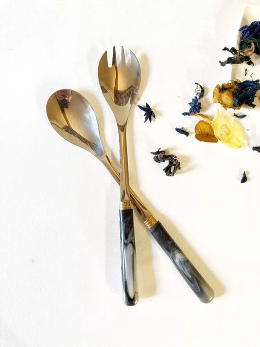 Couverts de service en inox et bakélite, Guy Degrenne