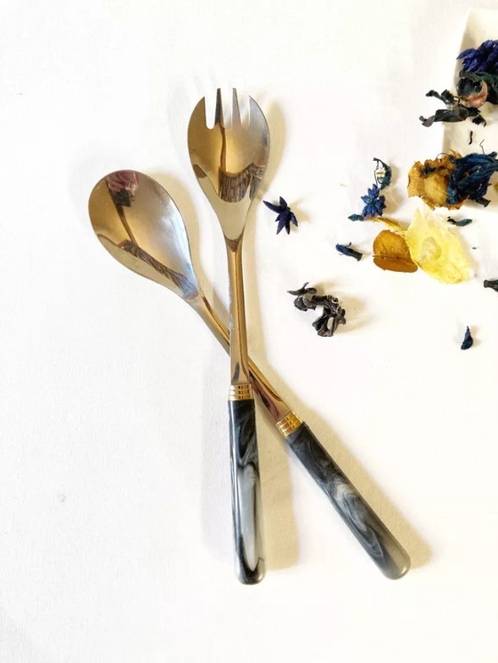 Image 1 of Couverts de service en inox et bakélite, Guy Degrenne