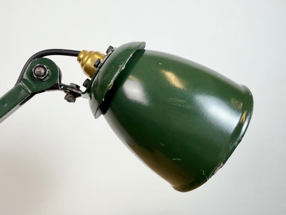 Image 1 of Industrial Green Enamel Adjustable Table Lamp, 1960s