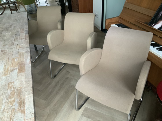 Image 1 of 6x Lensvelt meeting chair, beige fabric - model "Flag"