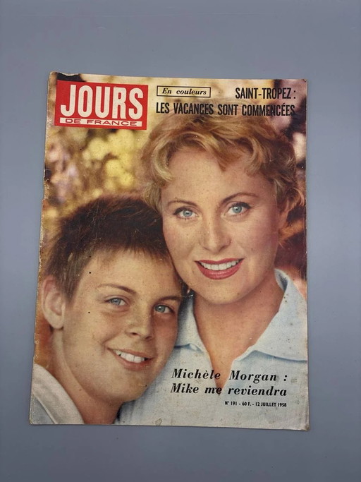 Dagen van Frankrijk nr. 191 – Michèle Morgan – juli 1958 – opbergkast, Mid Century Modern