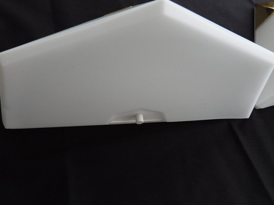 Image 1 of Rara coppia di applique Glashütte Limburg 3699 – Ottone e vetro opalino