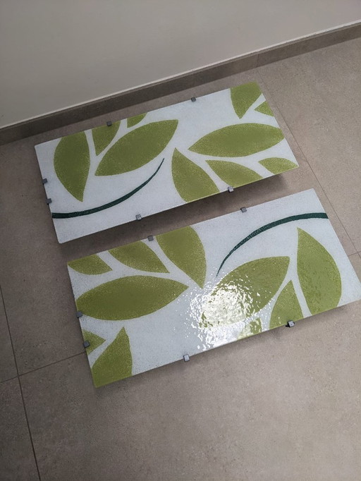 Set of 2 IKEA Gyllen wall lamps - stylish design with leaf pattern (56x26 cm)