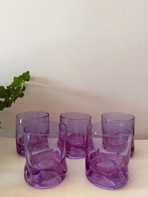Verres Tumbler Lilas Italiens des Années 70