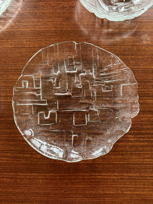 Set vintage Sklo Union 'Mesto' - design brutaliste en verre tchèque par Václav Zajíc 1970