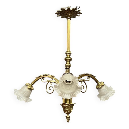 Lampadario in stile Luigi XV. Bronzo massiccio dorato. – kroonluchters, Bronze