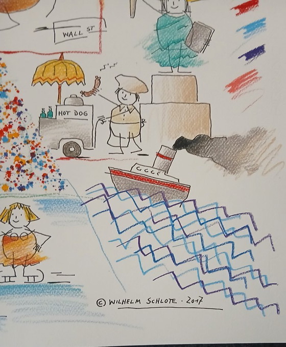 Image 1 of Schlote, Wilhelm - New York - Disegno originale - firmato UNIKAT