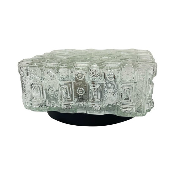 Lámpara de techo cuadrada Hillebrand de los años 70, fabricada en vidrio prensado grueso. – Plafones, Glass (photo 8 of 13)
