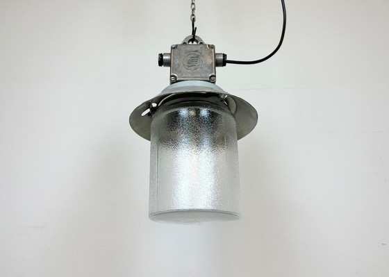 Image 1 of Industrial Aluminium Light with Glass Cover from Elektrosvit, 1970s