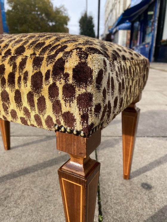 Image 1 of 1950s Paolo Buffa Stool In Silk Velvet Cheetah By Jim Thompson Seat Italy Restored And Upholstered