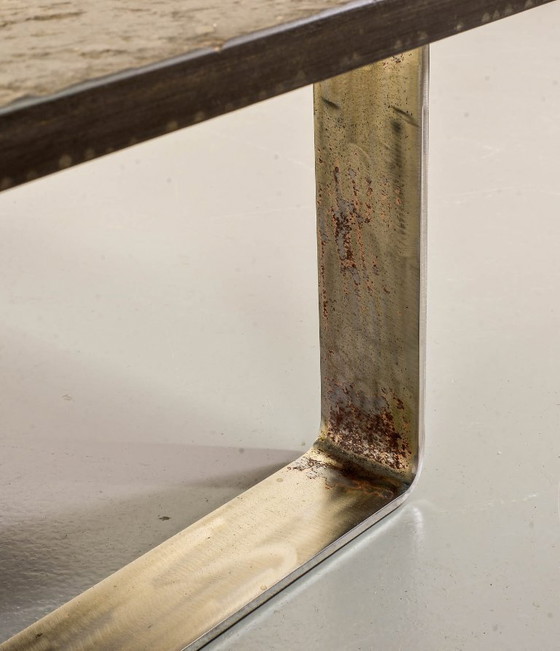 Image 1 of Mid-Century Ardesia Collection Brutalist Square Slate Stone Coffee Table in Pia Manu Style. Belgium, 1960s.