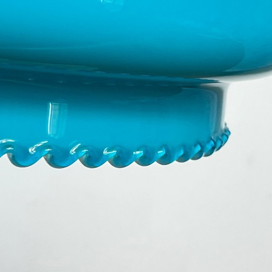 Blue Opaline Glass Globe Pendant Lamp 1970 (photo 3 of 8)