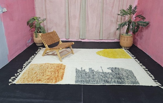 Grand Tapis Berbère en laine naturelle fait main traditionnelle taille 3/4 m – Ahrend, Wool (photo 7 of 8)