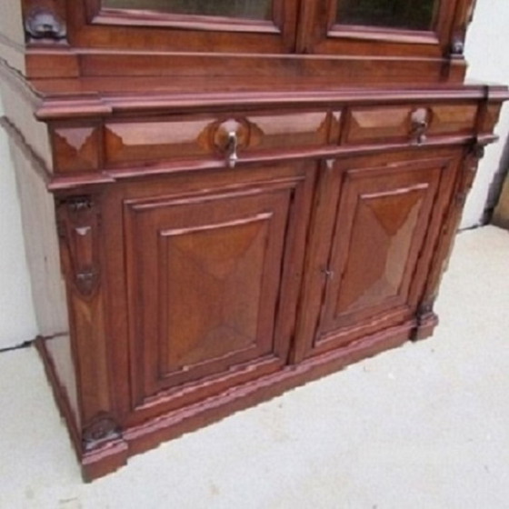 Image 1 of Libreria/vetrina antica in mogano Direttorio in due parti