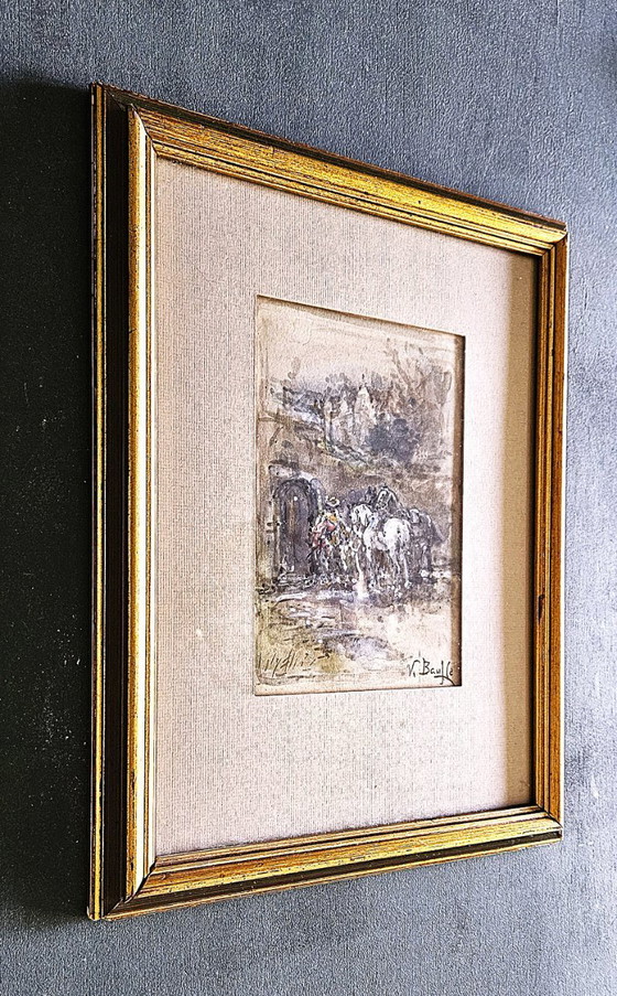 Image 1 of Victor Bauffe (1849-1921), cavalli davanti a un cancello