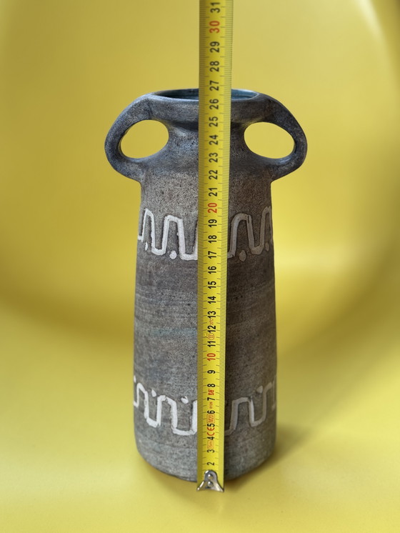 Image 1 of Vintage Heissner vase West Germany 1960s - with relief pattern and fat lava