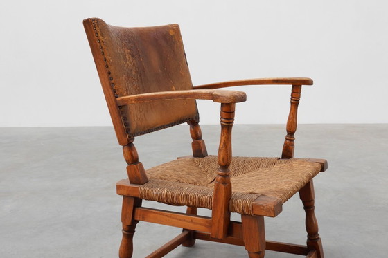 Image 1 of Poltrona in pelle e rovere di Theo Ruth per Artifort, Paesi Bassi, 1940