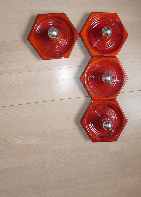 Image 1 of Hustadt set of 4 ceiling light wall lamp ceramic red UK1aeb