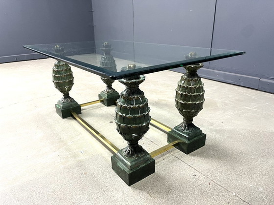 Image 1 of Mesa de centro de piña de latón, década de 1970