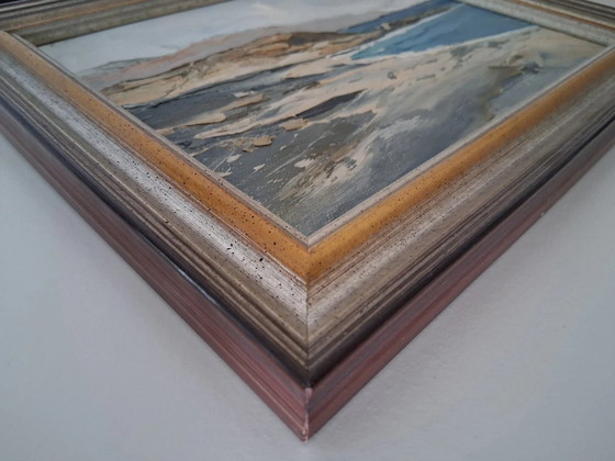 Image 1 of Dipinto ad olio ORIGINALE su cartone con cornice | Paesaggio costiero/Paesaggio marino | Firmato