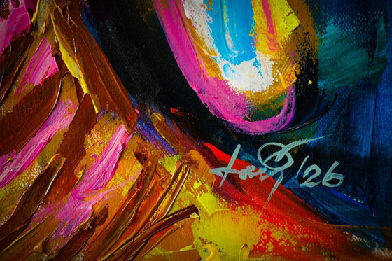 Image 1 of Unique hand-painted Buddha painting “Radiant Silence” – Seksak Jaichumchen – 80×100 cm