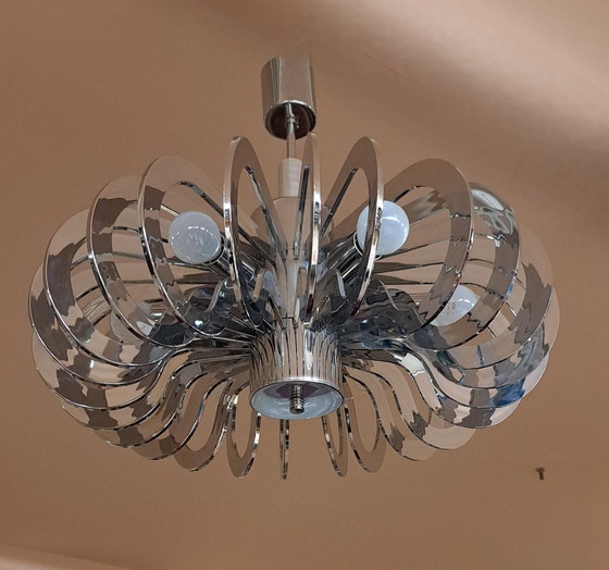 Pop Art / Space Age Lampe 60er Jahre, Deckenleuchten, Metall, Kunststoff, Silber (Foto 5 von 9)